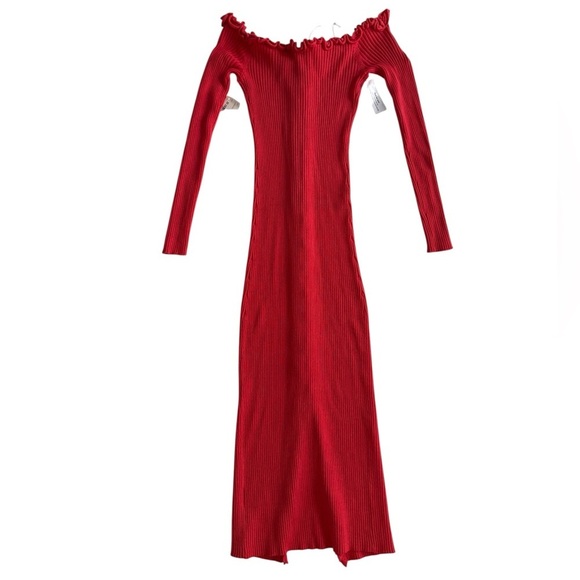 NWT Find Me Now Charlie Ruffle Knit Dress Small S Coral Transitional Fall - Picture 9 of 12